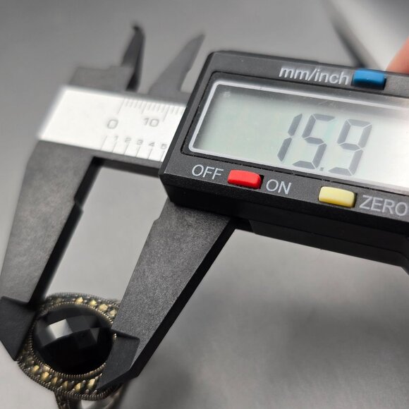 NF Sterling Silver Black Onyx & Marcasite Ring Size 9 Checkerboard Cut 8.92g - Picture 12 of 13